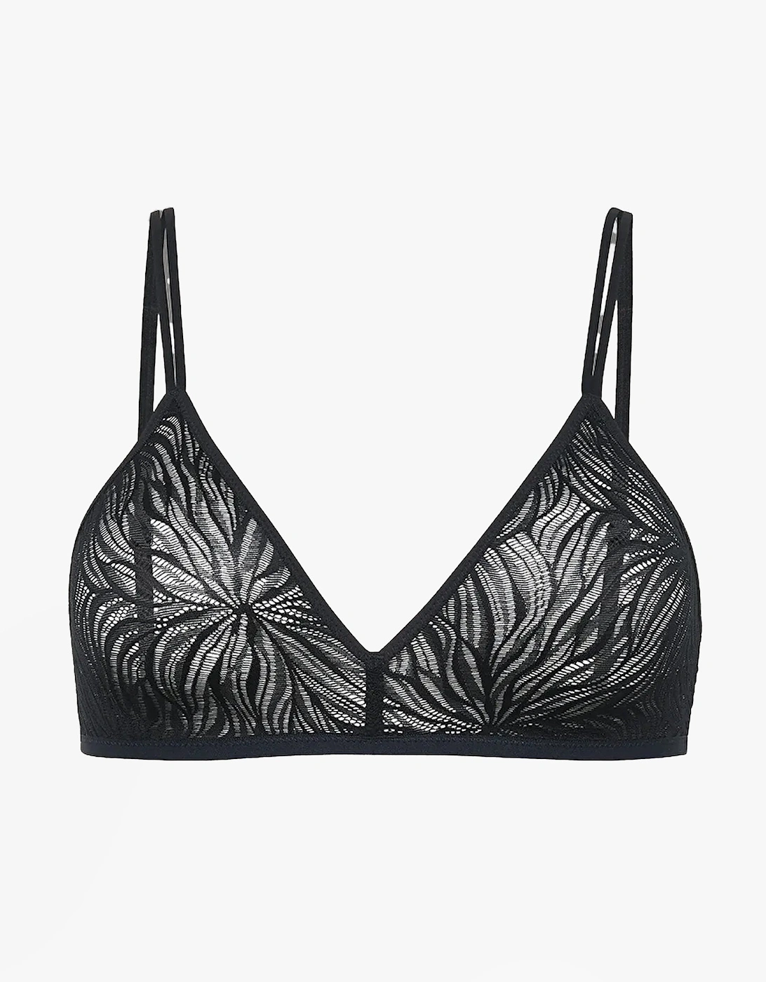 Women's Calvin Klein UNLINED TRIANGLE Womens Lace Bra Black - Size: LARGE