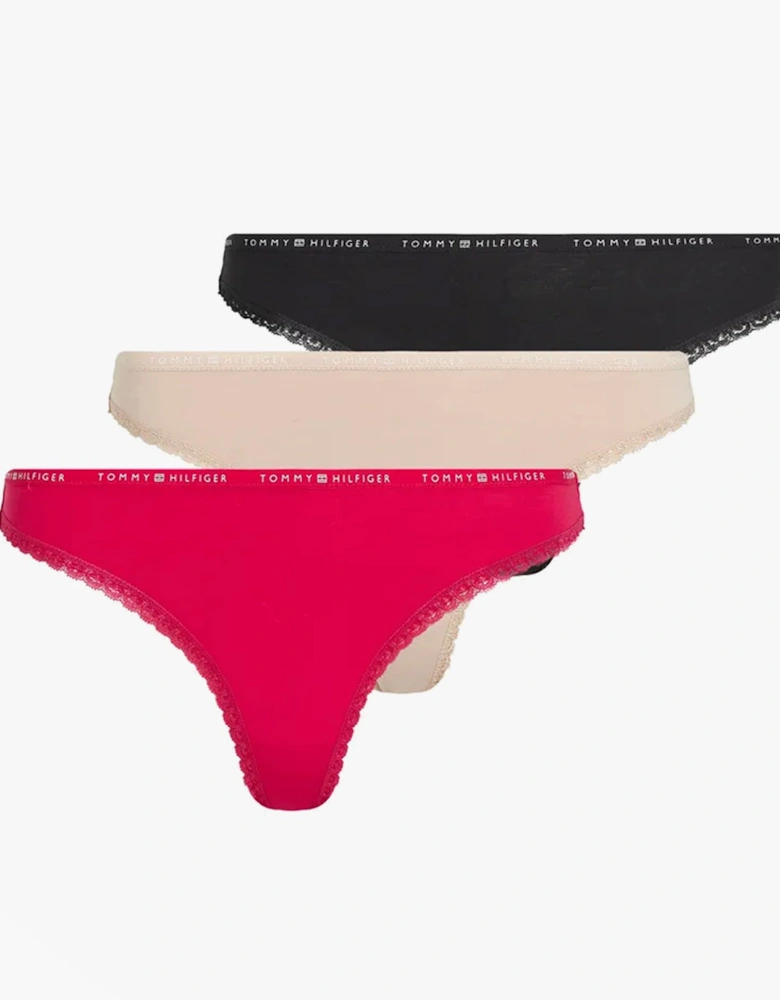 3 PACK LACE Womens Thong Multicoloured