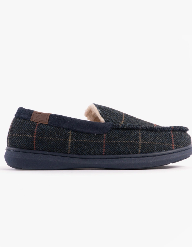 Jo & Joe GLENCOE Mens Moccasin Slippers Navy