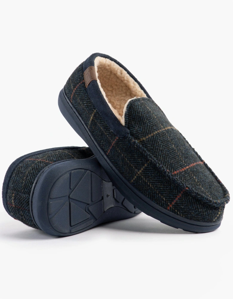 Jo & Joe GLENCOE Mens Moccasin Slippers Navy