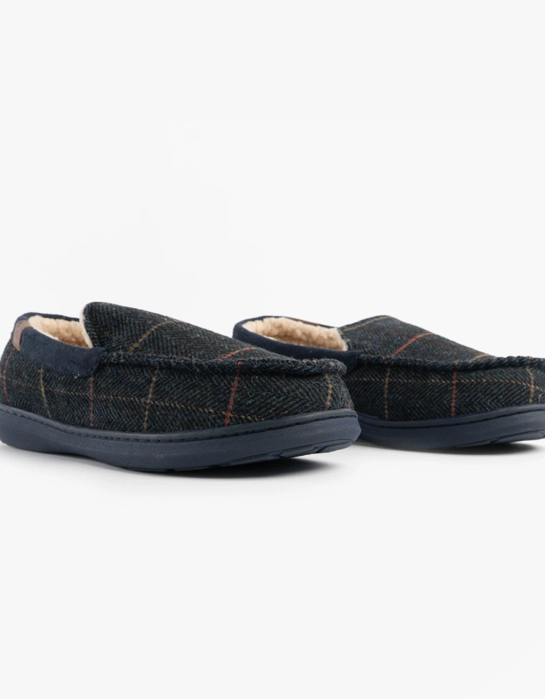 Jo & Joe GLENCOE Mens Moccasin Slippers Navy