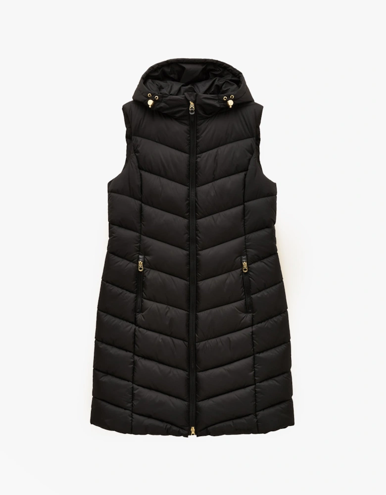 Moorsdale Womens Longline Showerproof Padded Gilet Black