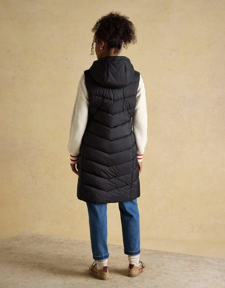 Moorsdale Womens Longline Showerproof Padded Gilet Black