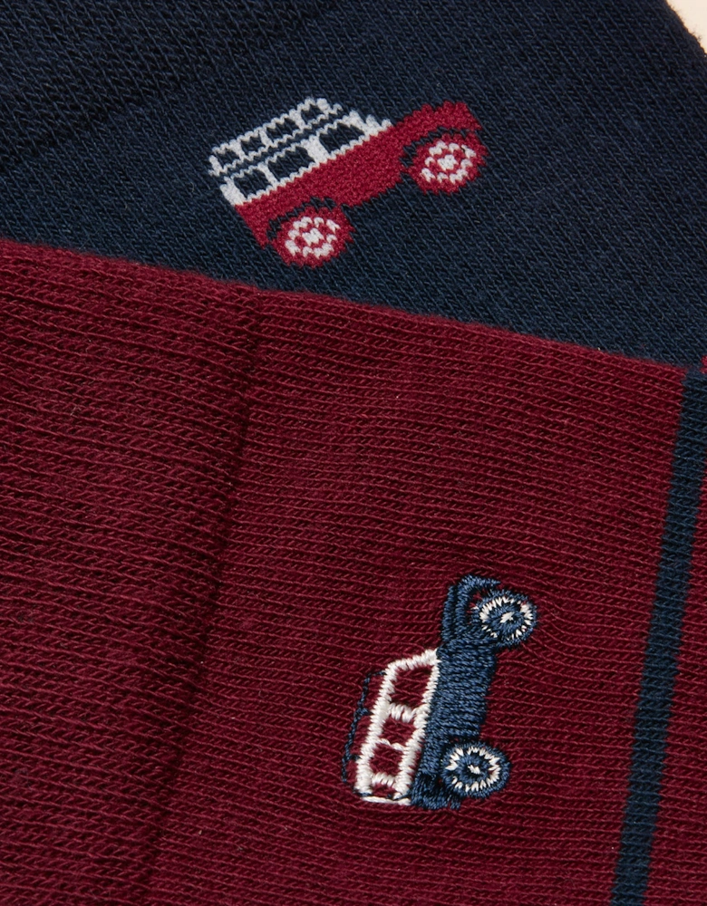 KINGSBURY Mens Car Design Socks Red/Blue