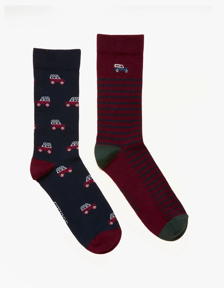 KINGSBURY Mens Car Design Socks Red/Blue