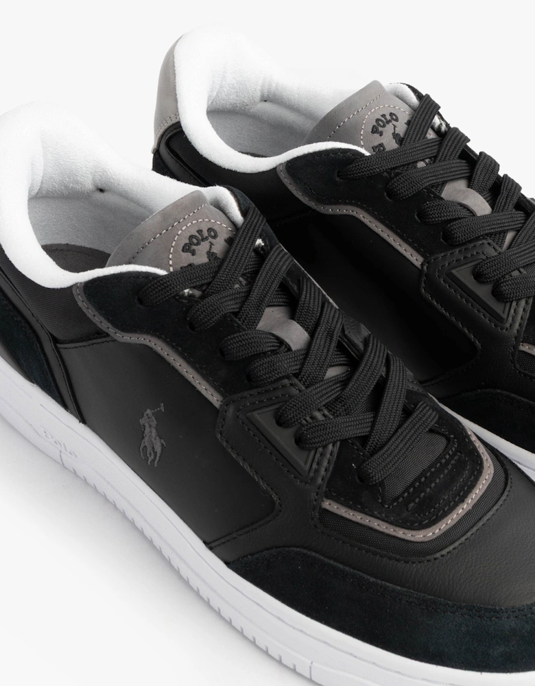 Open Masters Mens Suede-Panelled Trainer Black