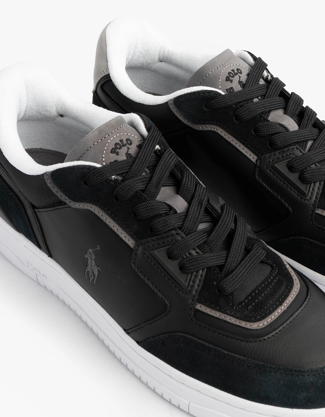 Open Masters Mens Suede-Panelled Trainer Black