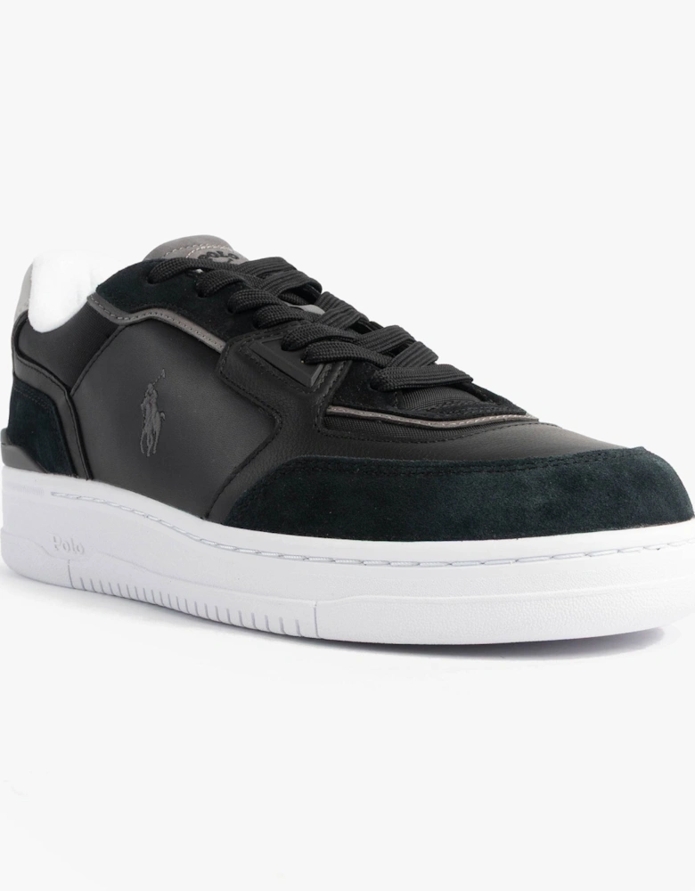 Open Masters Mens Suede-Panelled Trainer Black