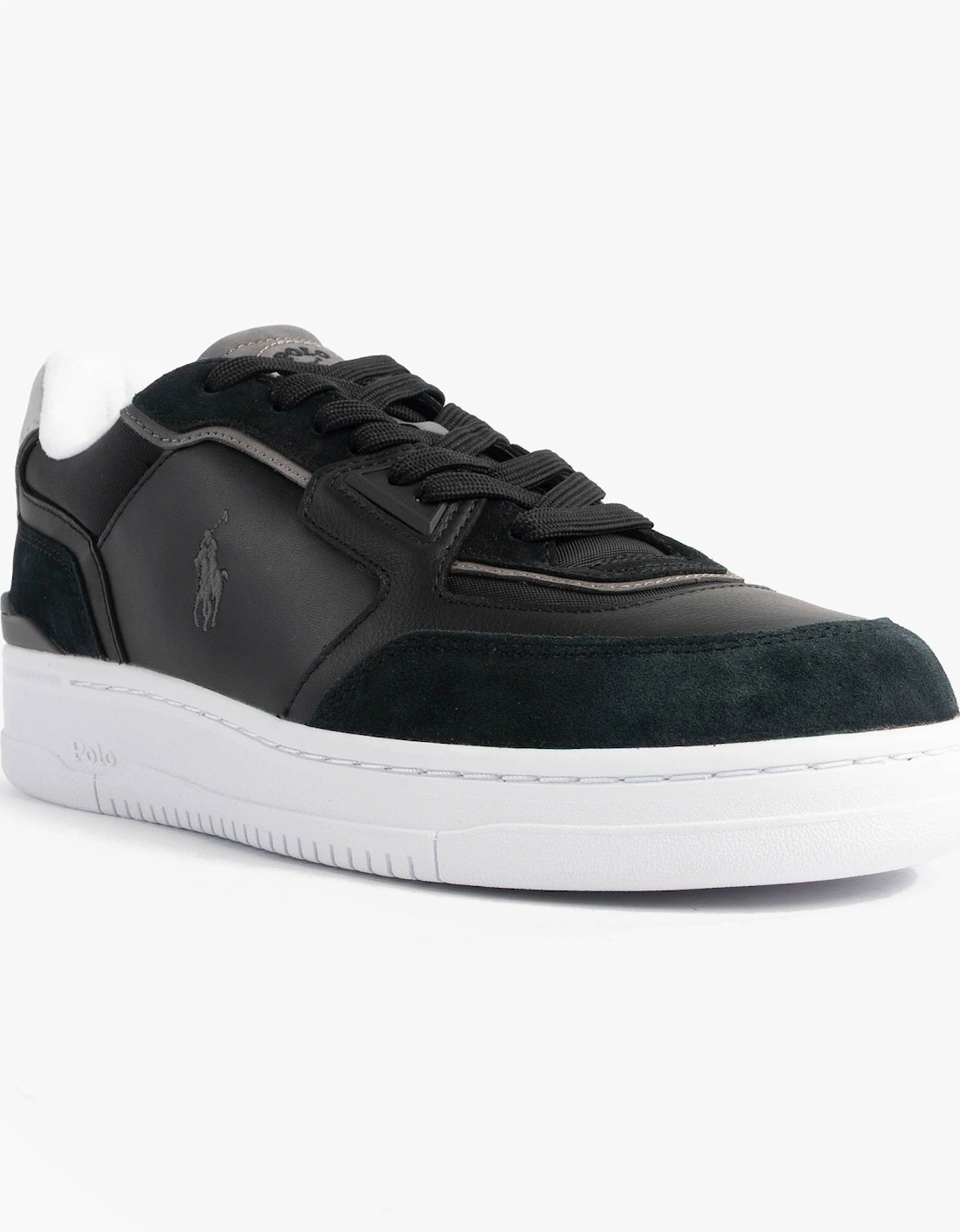 Open Masters Mens Suede-Panelled Trainer Black