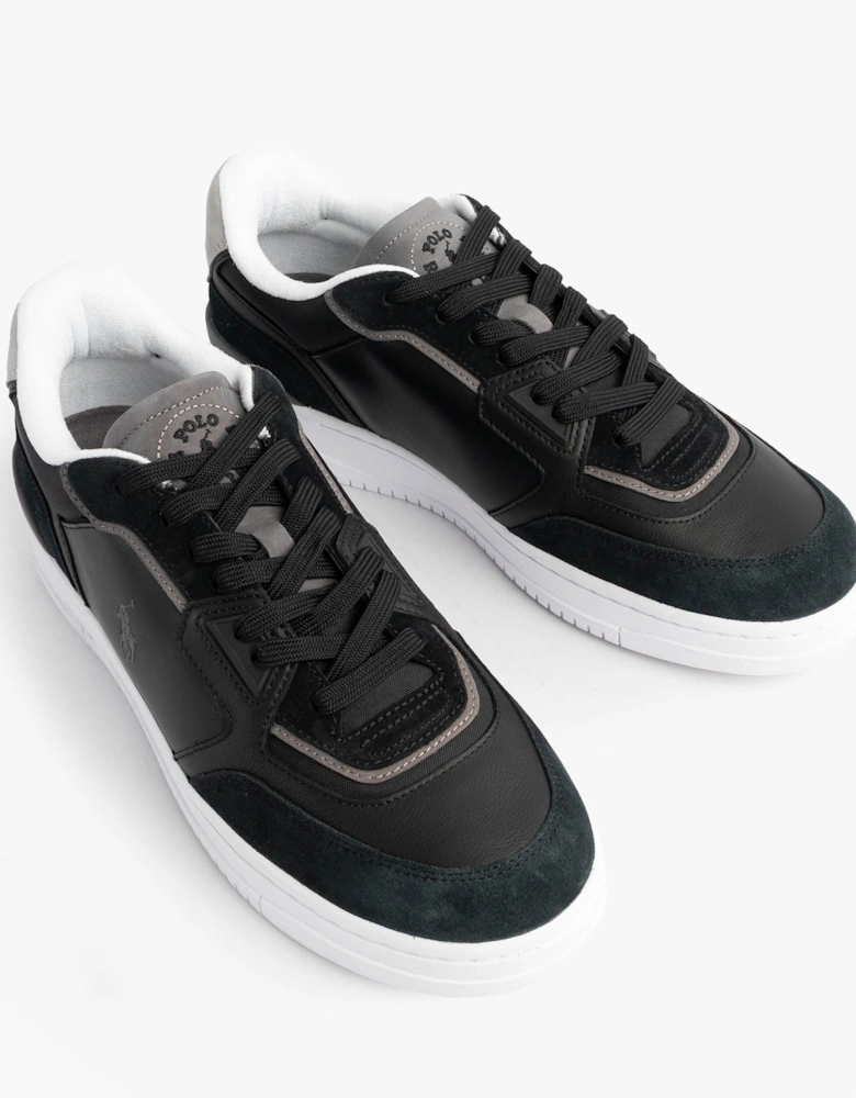 Open Masters Mens Suede-Panelled Trainer Black