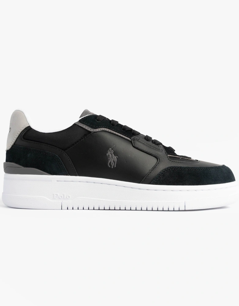 Open Masters Mens Suede-Panelled Trainer Black