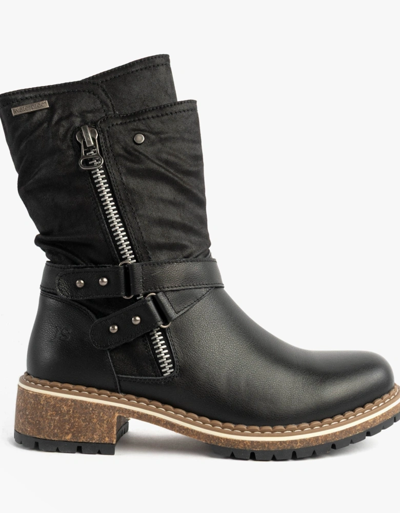 WAYLYNN 13 Womens Biker Boots Black