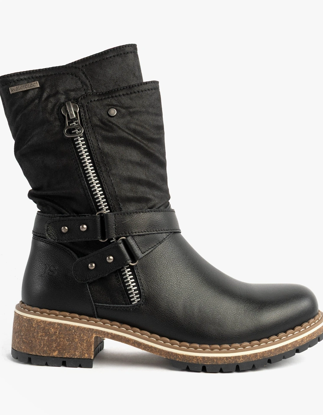 WAYLYNN 13 Womens Biker Boots Black, 7 of 6