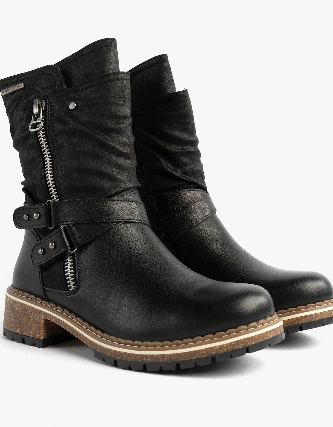 WAYLYNN 13 Womens Biker Boots Black