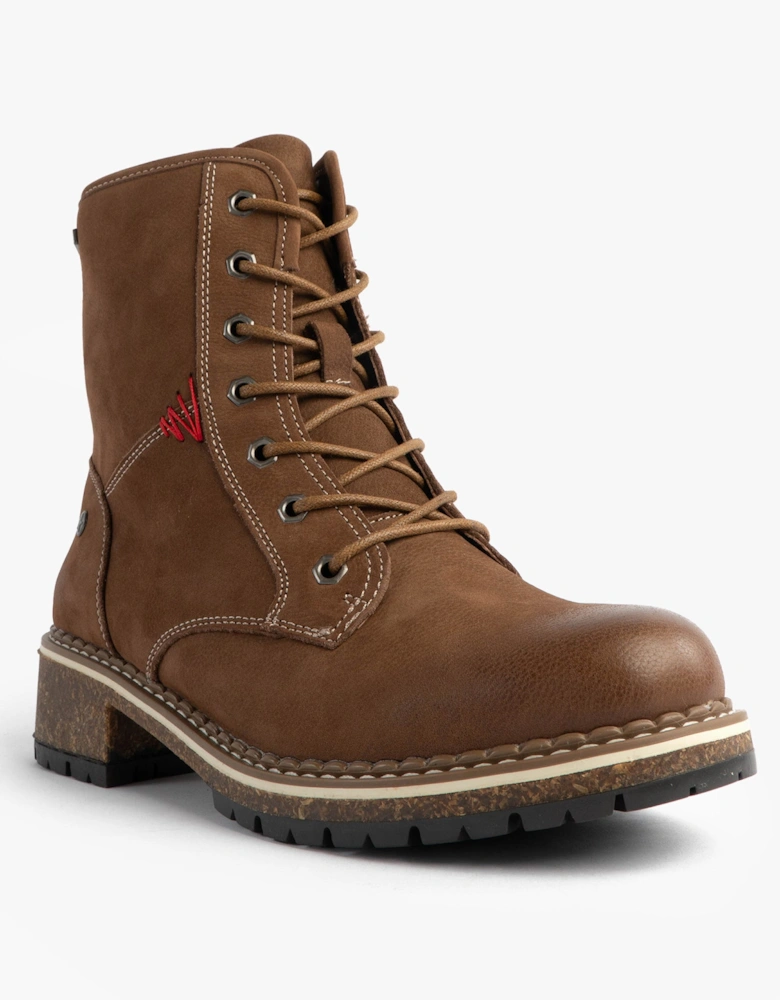 WAYLYNN 10 Womens Lace Up Ankle Boots Brown