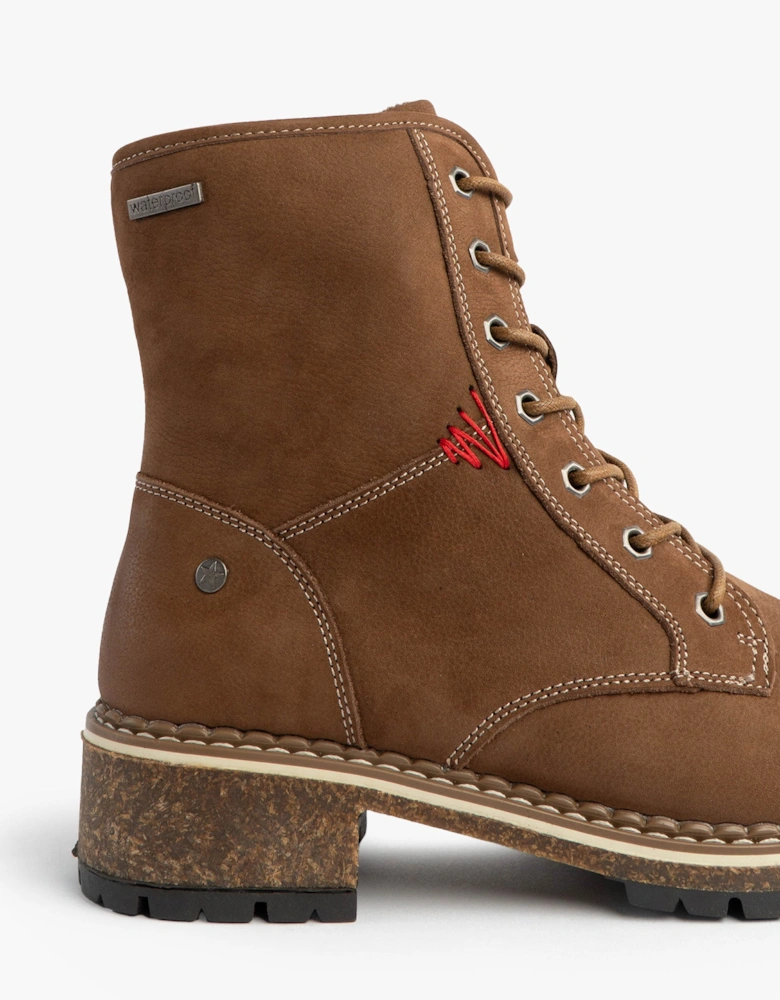 WAYLYNN 10 Womens Lace Up Ankle Boots Brown