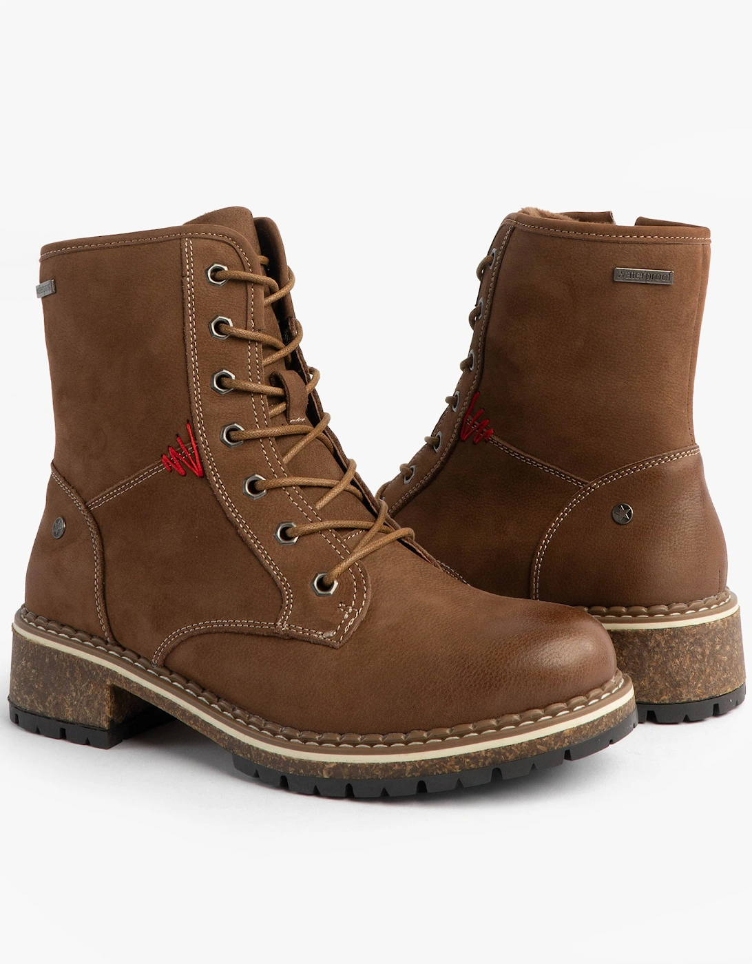 WAYLYNN 10 Womens Lace Up Ankle Boots Brown