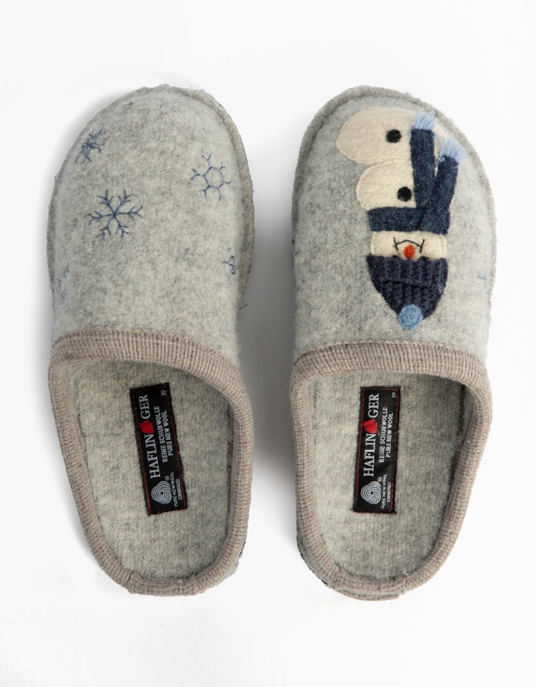 OLAF Womens Snowman Mule Slippers Light Grey