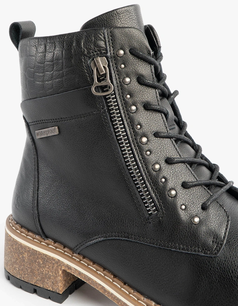WAYLYNN 10 Womens Lace Up Ankle Boots Black