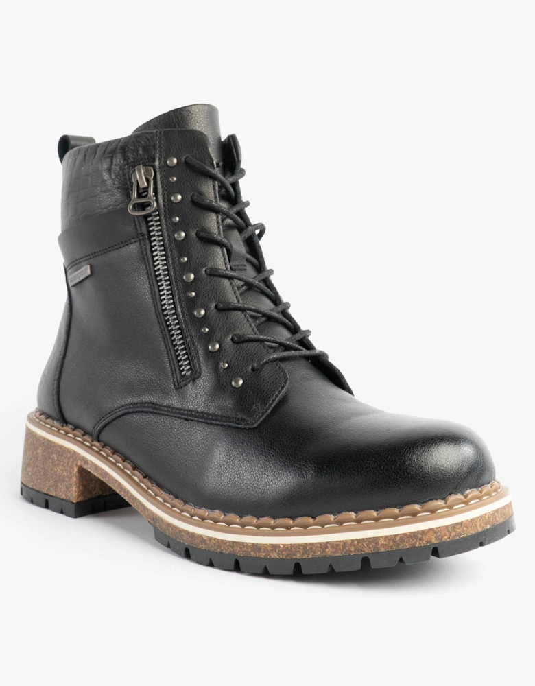 WAYLYNN 10 Womens Lace Up Ankle Boots Black