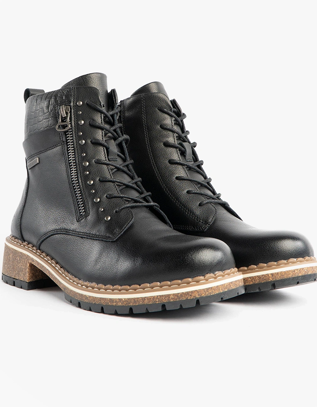 WAYLYNN 10 Womens Lace Up Ankle Boots Black