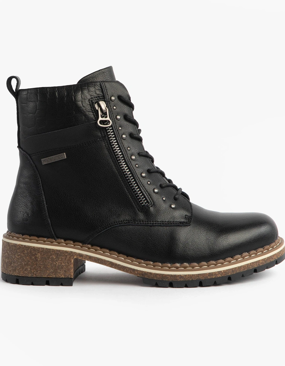 WAYLYNN 10 Womens Lace Up Ankle Boots Black, 7 of 6