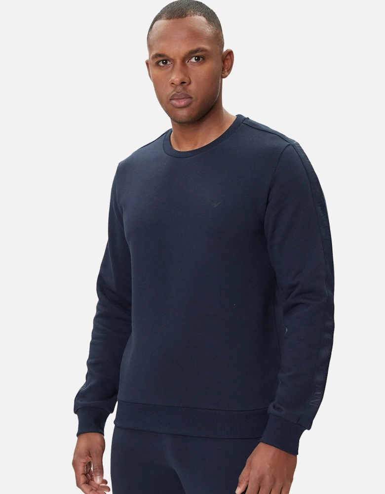 Lounge Side Logo Full Crew Tracksuit Navy