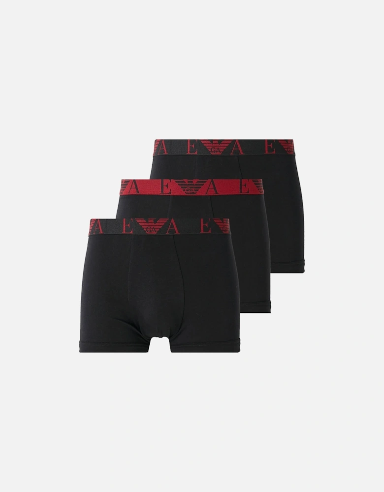 Stretch Cotton Logo 3 Pack Trunks Black/Red