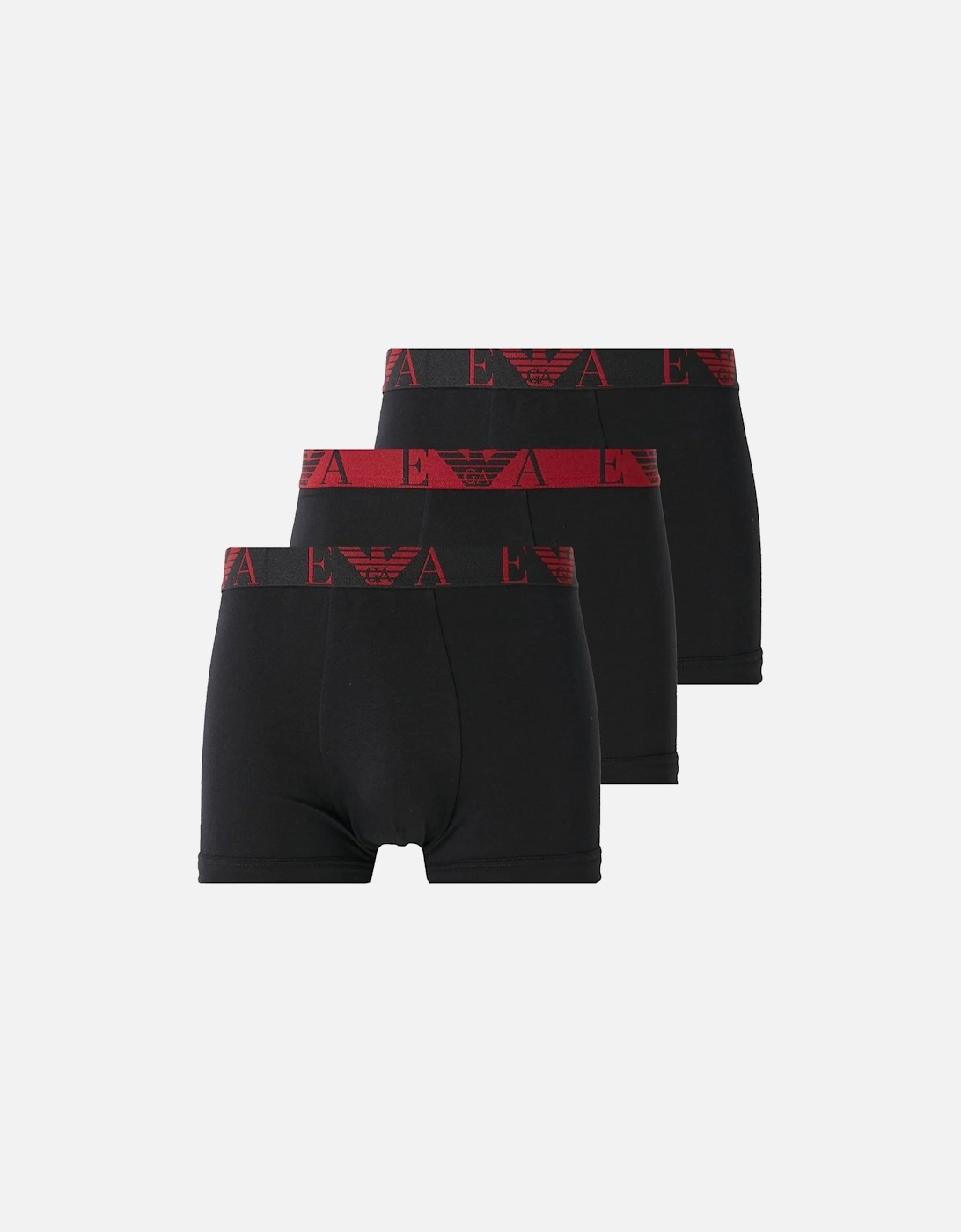 Stretch Cotton Logo 3 Pack Trunks Black/Red, 4 of 3