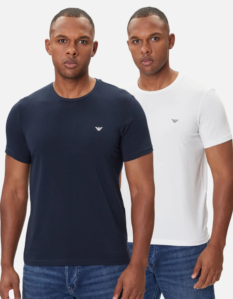 Lounge 2 Pack Stretch Cotton T-Shirt White/Navy