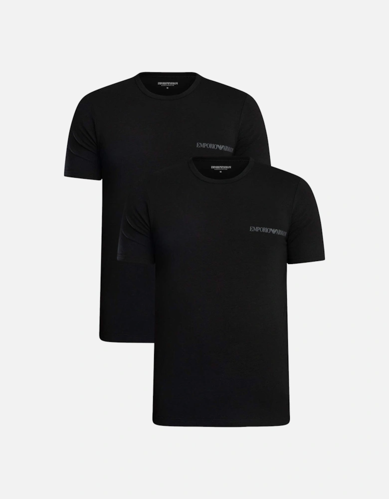 Lounge 2 Pack Stretch Cotton T-Shirt Black/Black