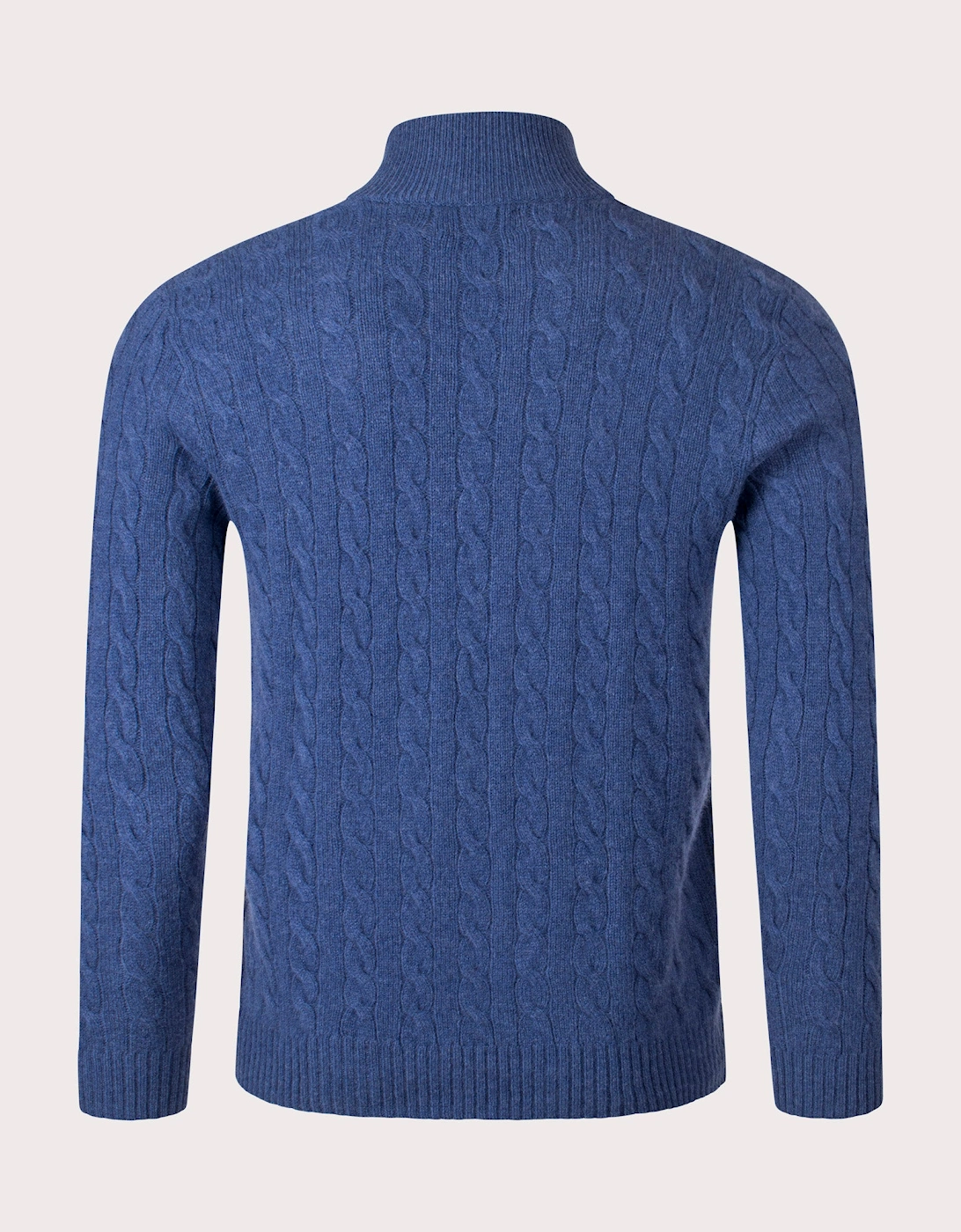 Cashmere Blend Quarter Zip Cable Knit Jumper
