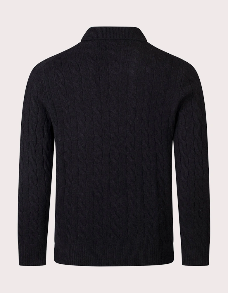 Cashmere Blend Cable Knit Sweatshirt