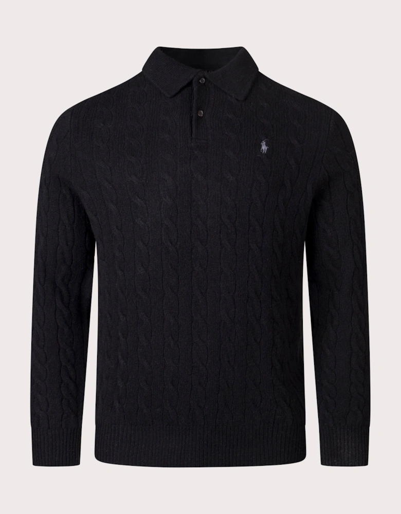 Cashmere Blend Cable Knit Sweatshirt
