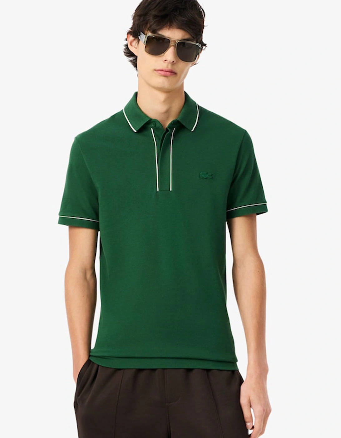Lacoste Men's Green Regular Fit Paris Stretch Piqué Polo Shirt  Small