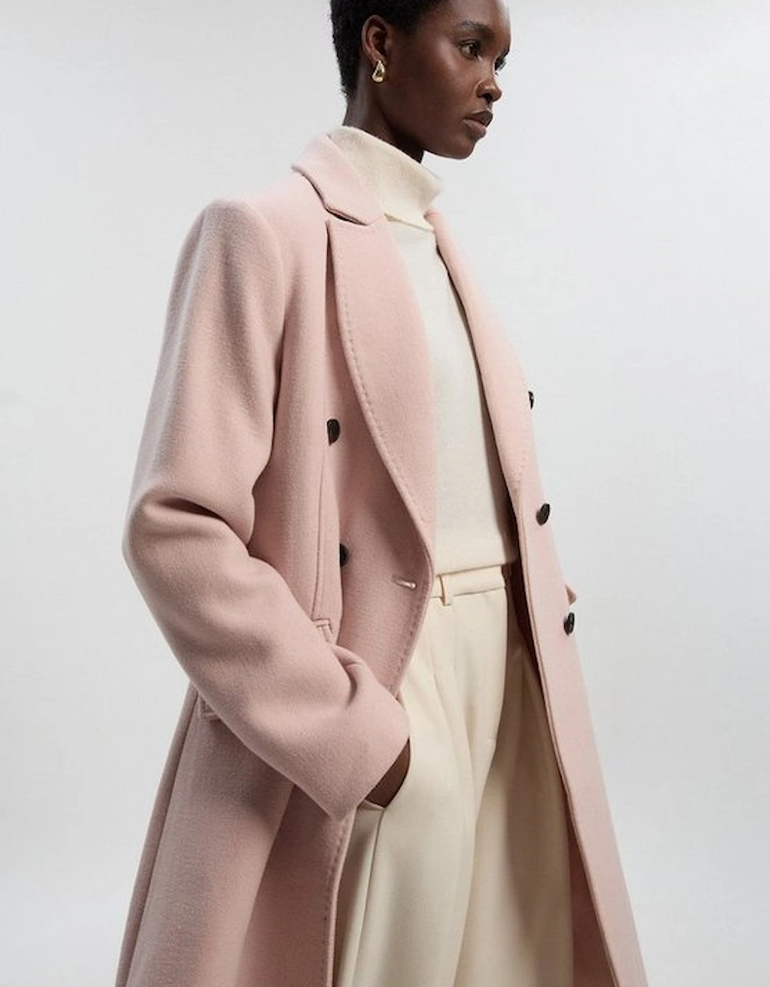 Wool Fitted Double Breasted Tailored Midi Coat, 2 of 1