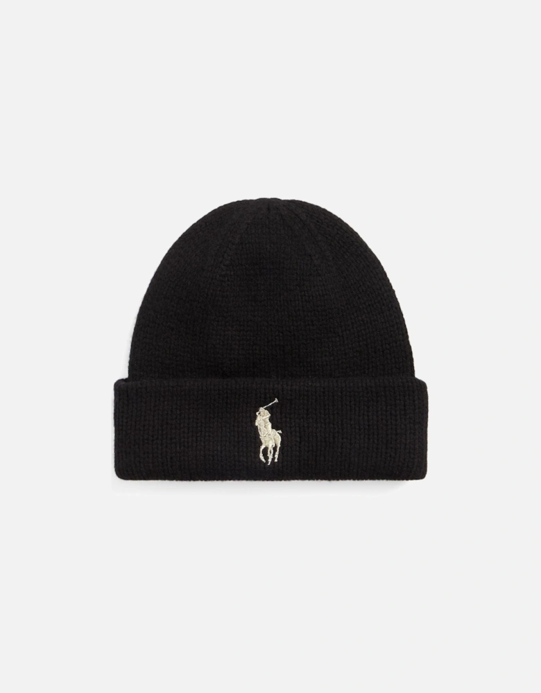 Ralph Lauren Signature Pony Wool Beanie - Black