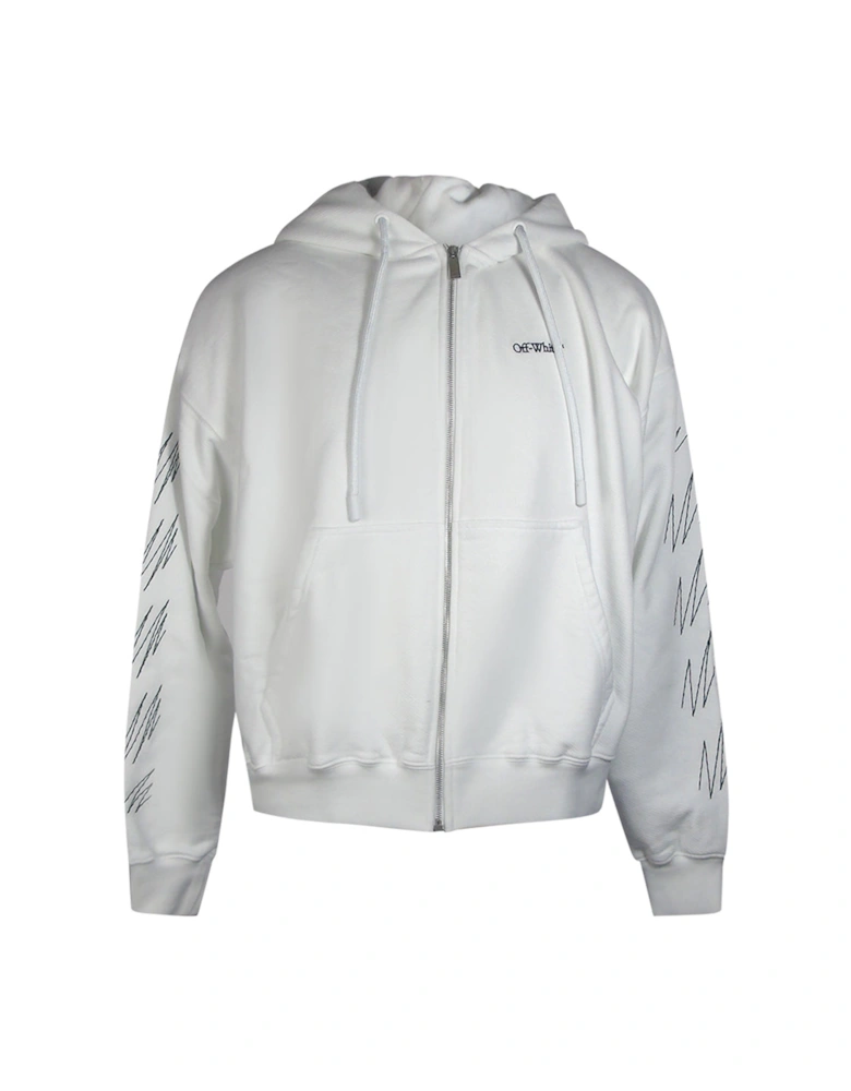 Stitch Diags Zip Skate Hoodie White