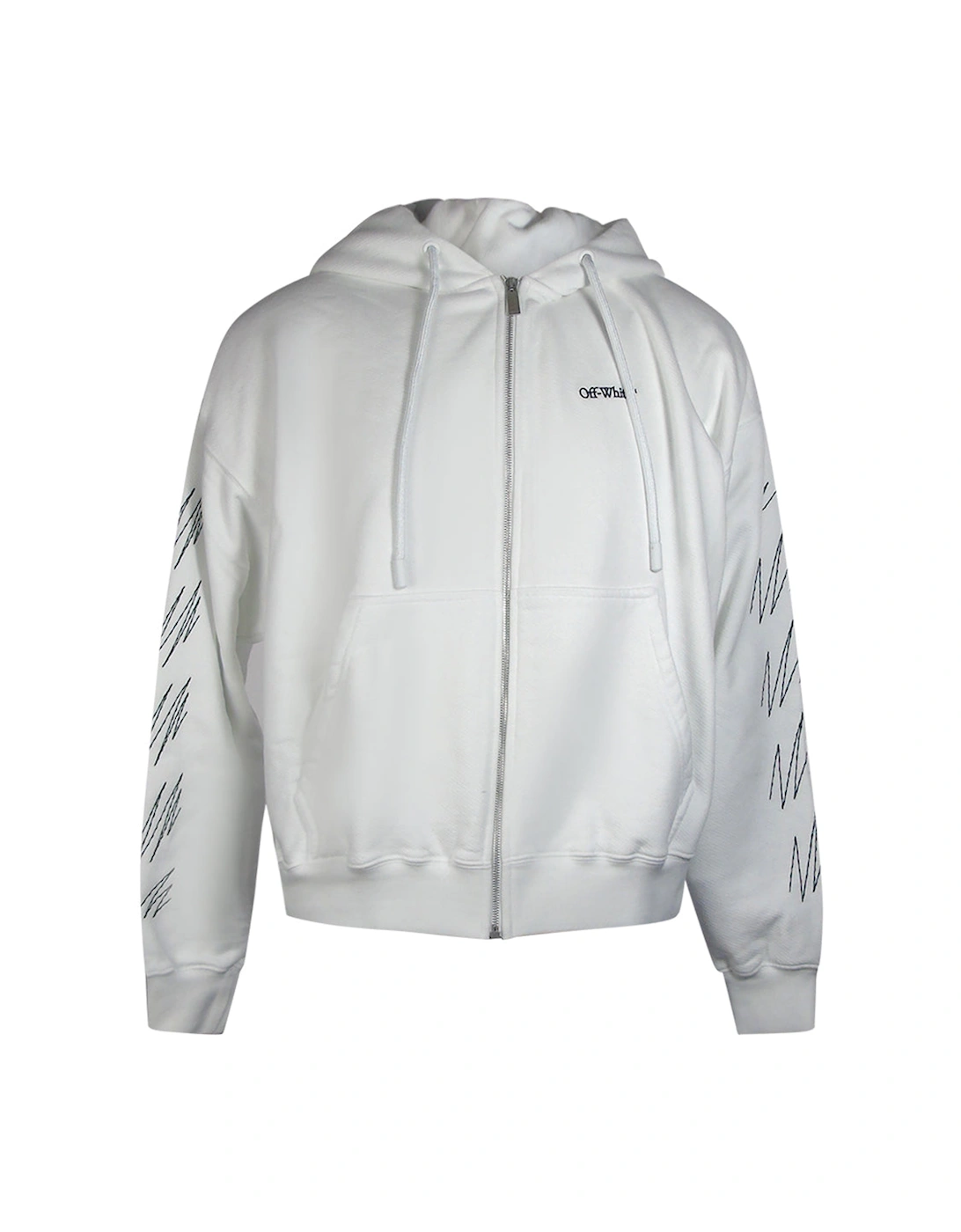Stitch Diags Zip Skate Hoodie White, 4 of 3