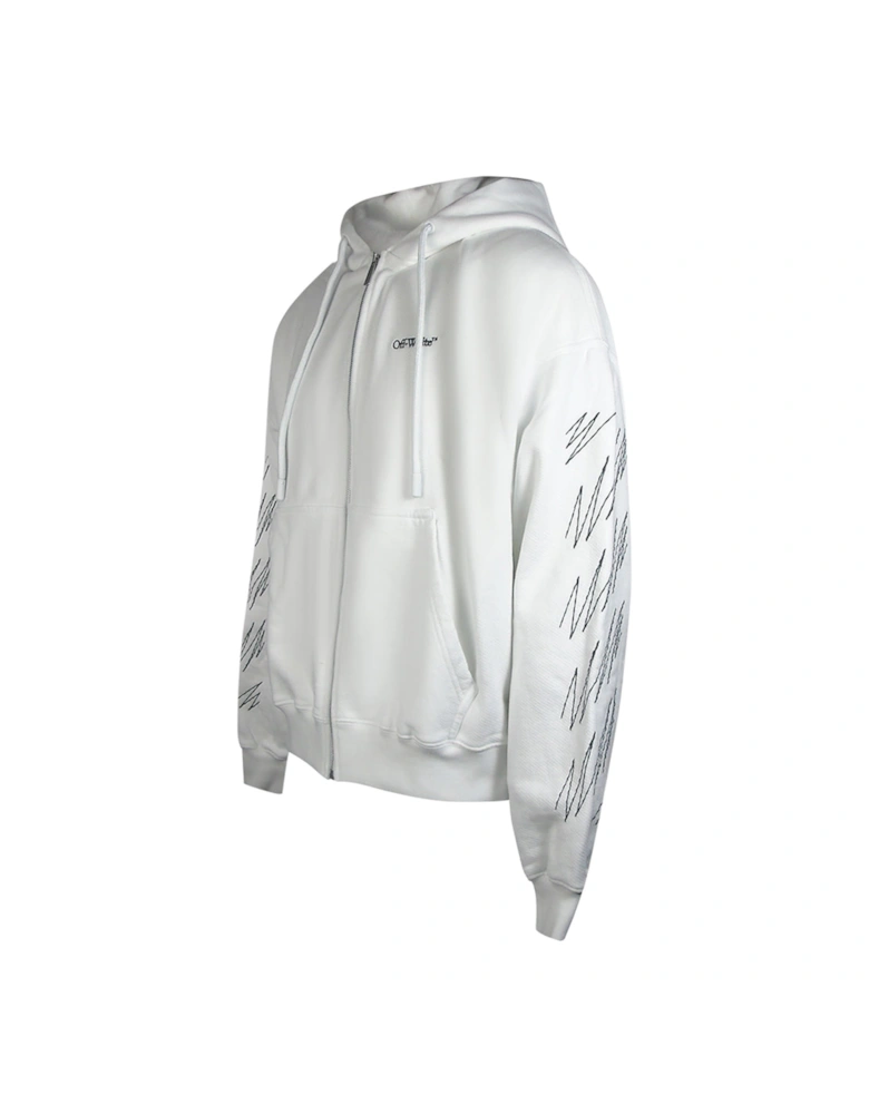 Stitch Diags Zip Skate Hoodie White