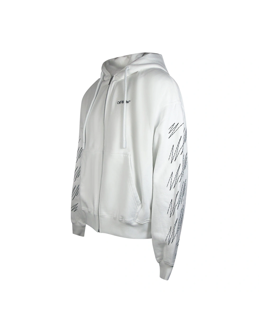 Stitch Diags Zip Skate Hoodie White