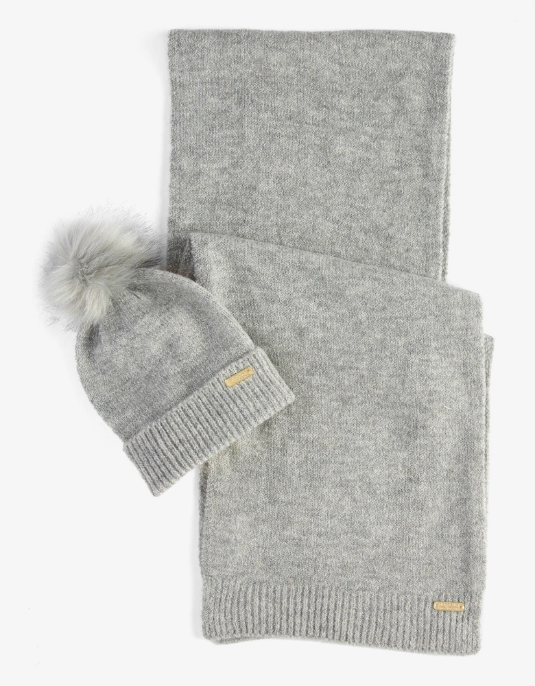 SPARKLE BEANIE & SCARF Womens Gift Set Grey Marl