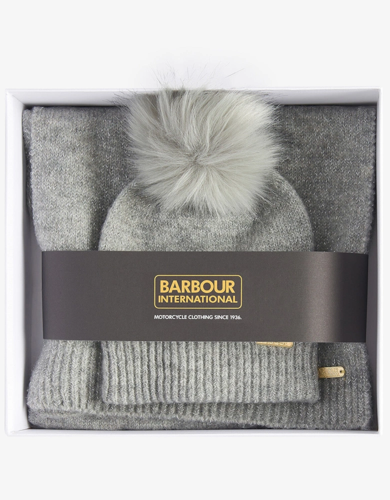 SPARKLE BEANIE & SCARF Womens Gift Set Grey Marl