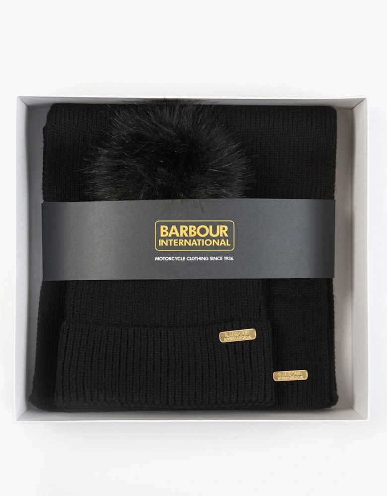 MALLORY BEANIE & SCARF Womens Gift Set Black