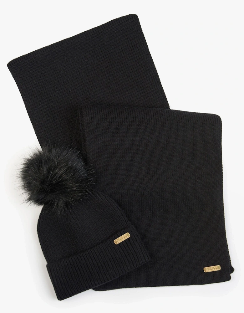 MALLORY BEANIE & SCARF Womens Gift Set Black