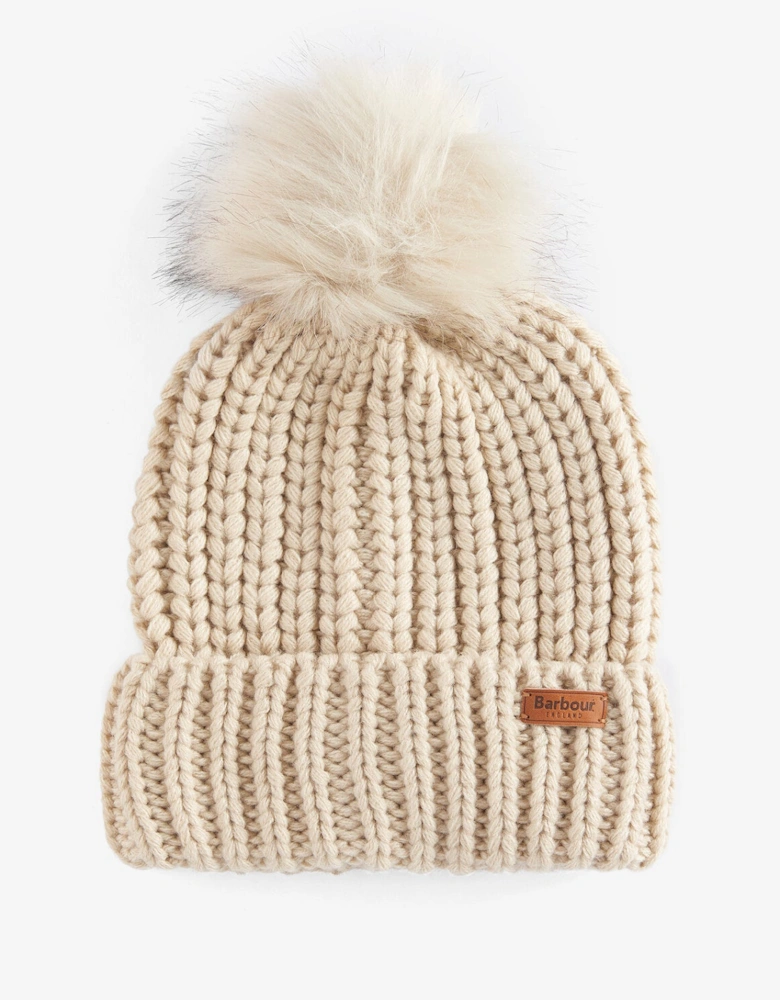SALTBURN Womens Pom-Pom Beanie Pearl