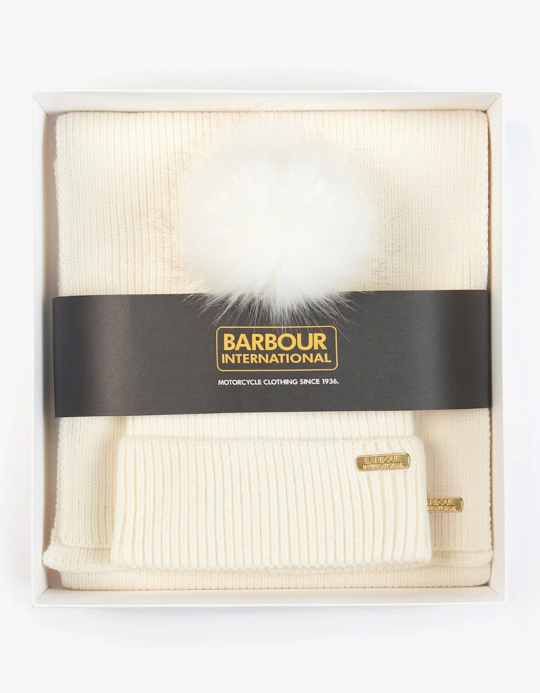 MALLORY BEANIE & SCARF Womens Gift Set Optic White