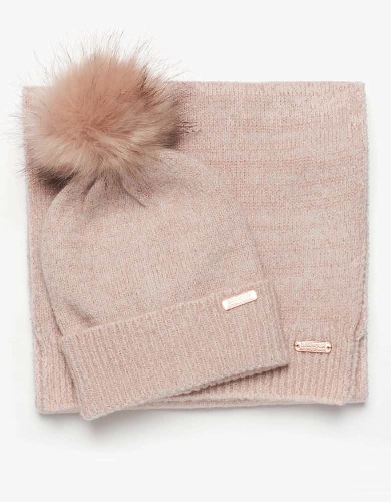SPARKLE BEANIE & SCARF Womens Gift Set Pink