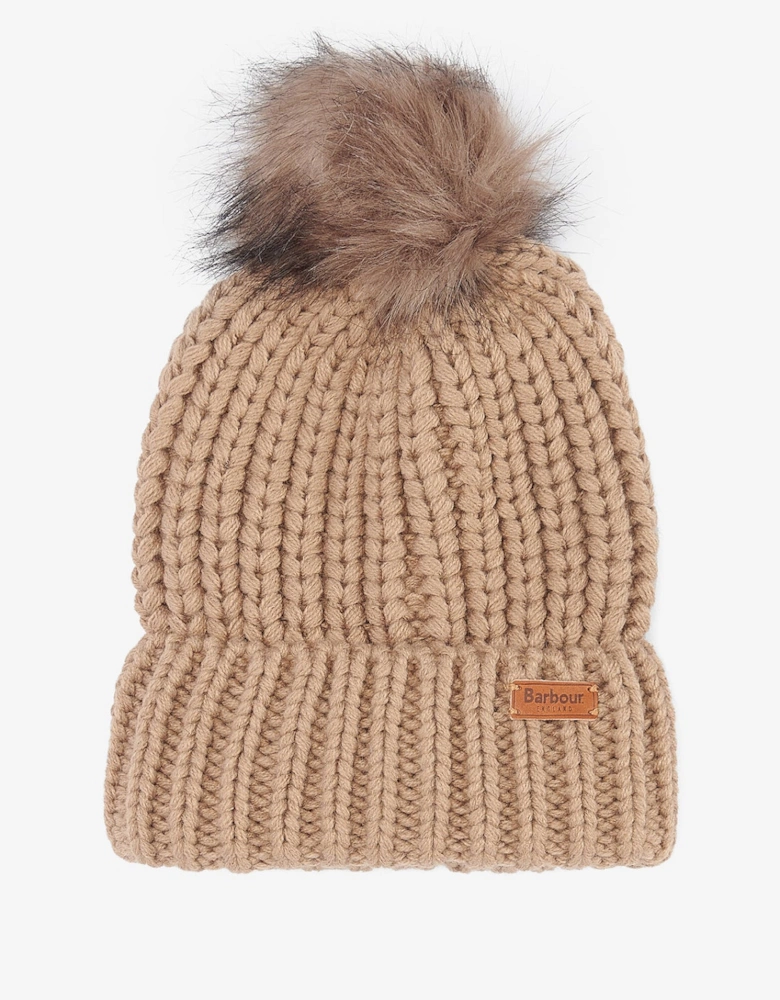 SALTBURN Womens Pom-Pom Beanie Mink