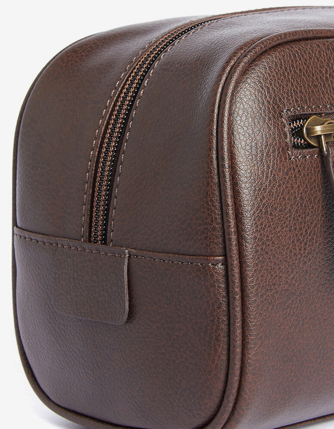 LEATHER Mens Wash Bag Dark Brown